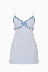 Novara Denim-Trimmed Tweed Mini Dress | Loveshackfancy outlet