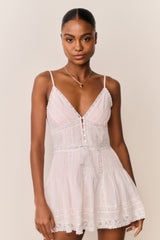 Zirelle Pink Cotton Lace-Trimmed Mini Dress | Loveshackfancy discount