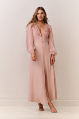 Lina Silk Lace-Trimmed Maxi Dress | Loveshackfancy sale