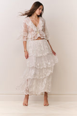 Celesa Embroidered Mesh Tiered Maxi Skirt | Loveshackfancy discount