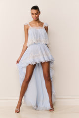 Jolina Silk Chiffon Lace High-Low Skirt | Loveshackfancy near me