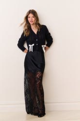 Ilene Satin & Lace Maxi Skirt | Loveshackfancy outlet