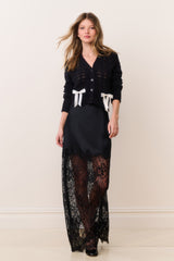 Ilene Satin & Lace Maxi Skirt | Loveshackfancy outlet