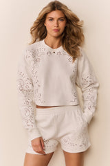 Lalo Bandana Eyelet Fleece Pullover | Loveshackfancy near me