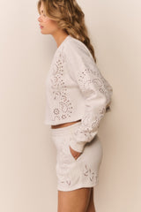 Lalo Bandana Eyelet Fleece Pullover | Loveshackfancy near me