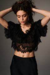 Vienne Lace Chiffon Top | Loveshackfancy discount