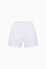 Abrah Bandana Eyelet Fleece Shorts | Loveshackfancy US