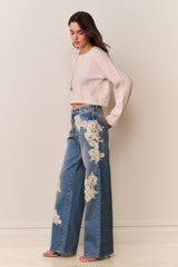 Bambie Lace Appliqué Jeans | Loveshackfancy near me