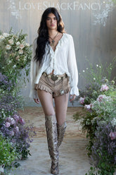 Azalure Suede Eyelet Mini Shorts | Loveshackfancy discount