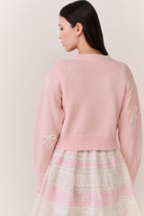 Francette Cotton Bow Embroidered Cardigan | Loveshackfancy sale