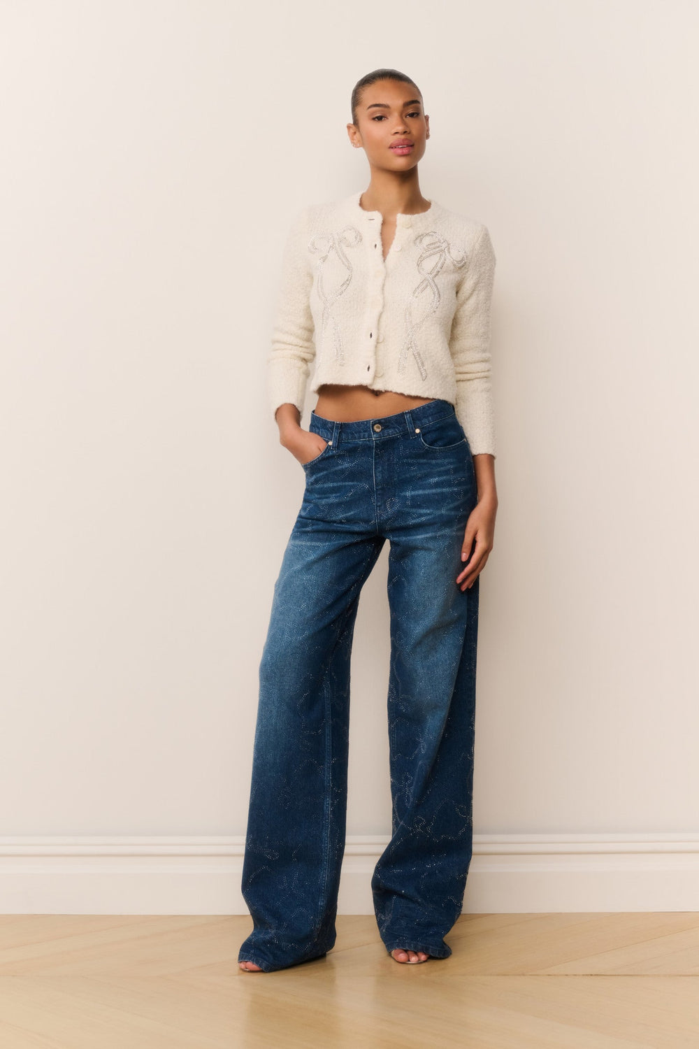Leocadia Wool-Blend Embellished Cardigan | Loveshackfancy on sale