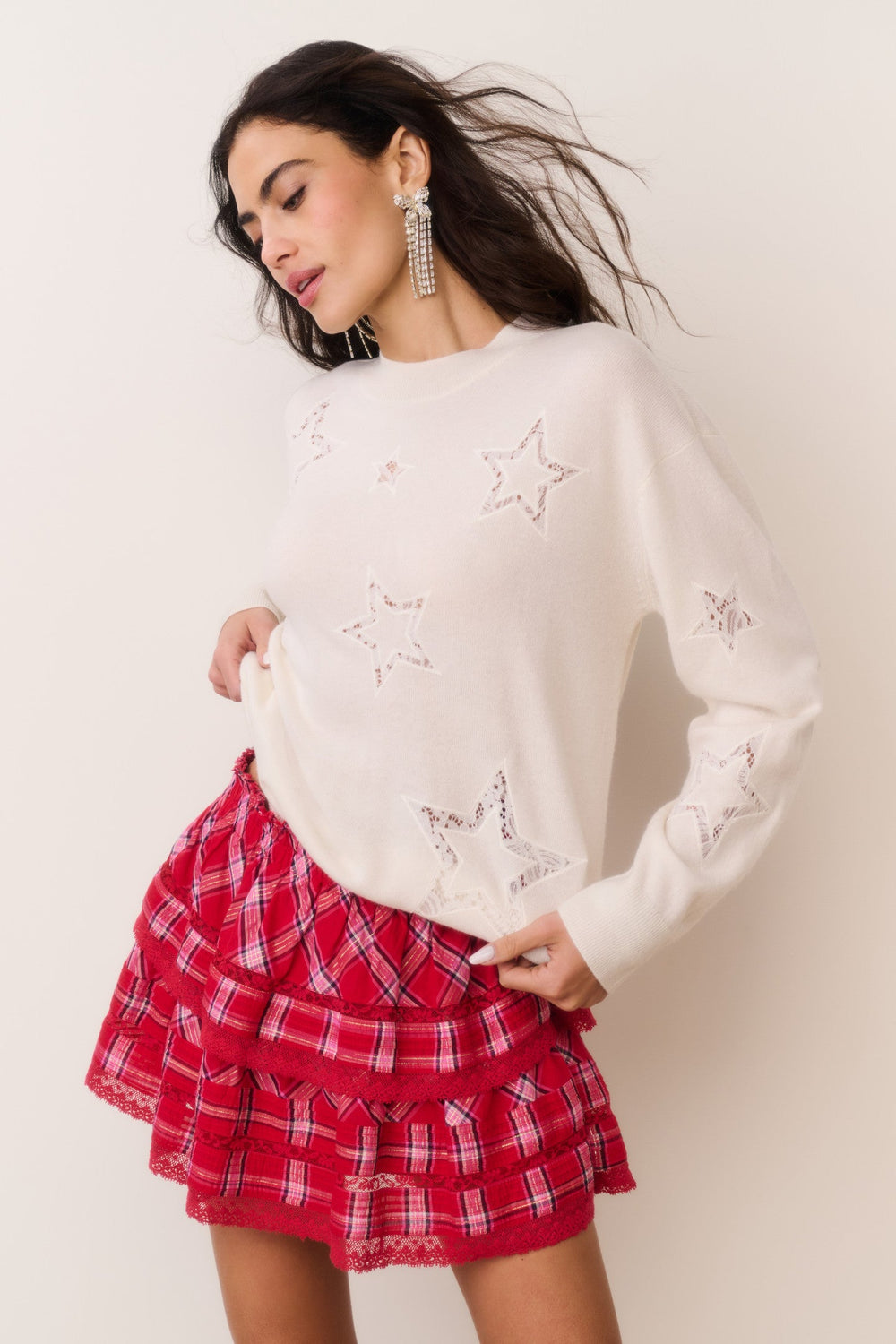 Westcott Wool-Cashmere Lace Star Pullover | Loveshackfancy online
