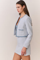 Azula Denim-Trimmed Tweed Jacket | Loveshackfancy near me
