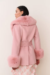 Rosen Faux Fur Wool Wrap Coat | Loveshackfancy for sale