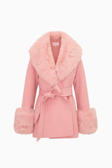 Rosen Faux Fur Wool Wrap Coat | Loveshackfancy for sale