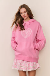 Nacova Heart Doily Fleece Hoodie | Loveshackfancy sale