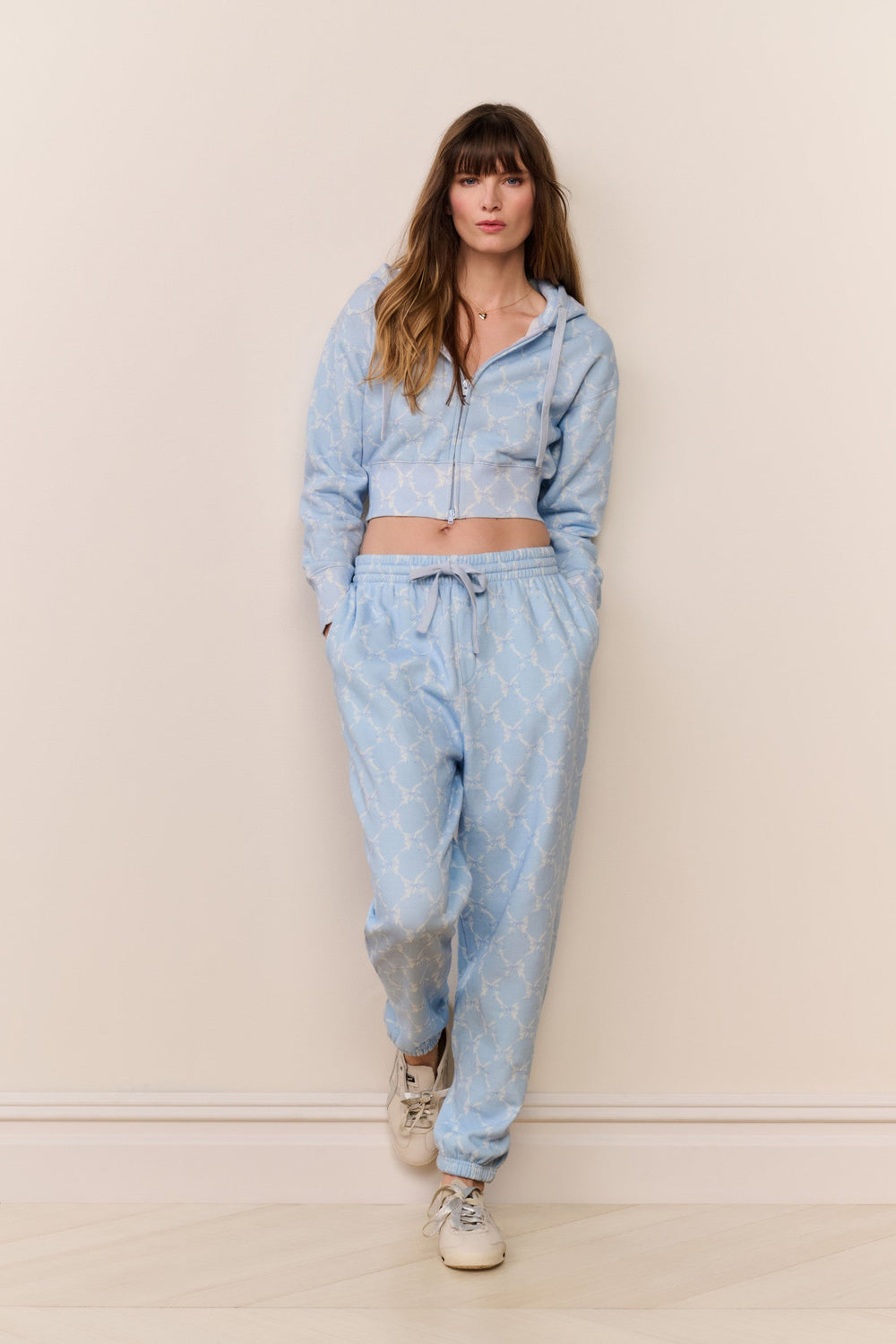 Arienne Cropped Bow Print Hoodie | Loveshackfancy for sale