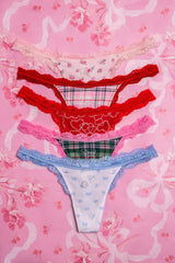 PINK x LoveShackFancy Wink Cotton Thong Panties - Pack of 5 | Loveshackfancy on sale