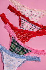 PINK x LoveShackFancy Wink Cotton Thong Panties - Pack of 5 | Loveshackfancy on sale