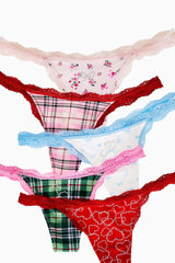 PINK x LoveShackFancy Wink Cotton Thong Panties - Pack of 5 | Loveshackfancy on sale