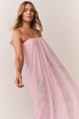 Emara Strapless Floral Chiffon Gown | Loveshackfancy discount
