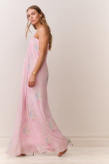 Emara Strapless Floral Chiffon Gown | Loveshackfancy discount