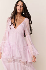 Devina Silk Chiffon Lace Maxi Dress | Loveshackfancy US