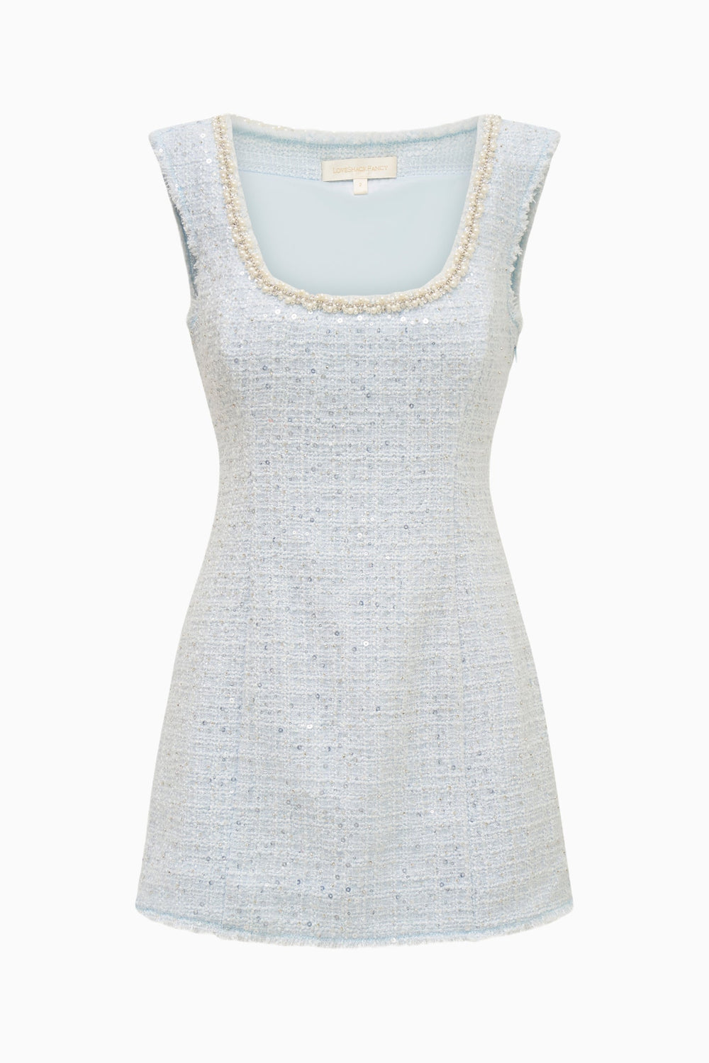 Adelaine Sequin Tweed Mini Dress | Loveshackfancy online