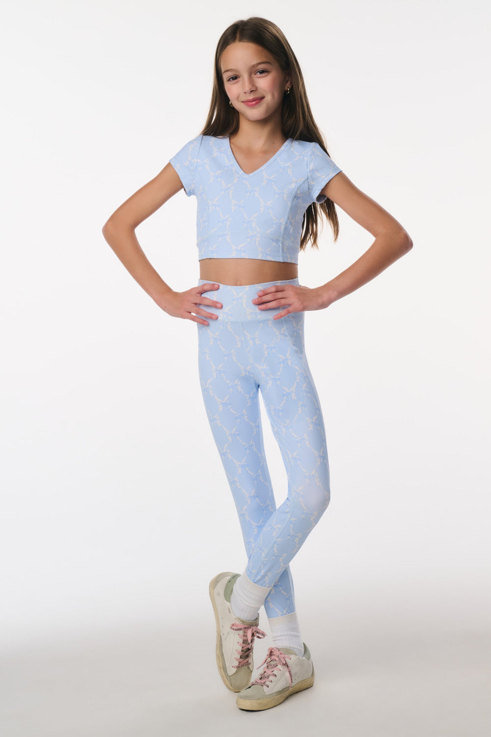 Tween Bluebee Bow Print Legging | Loveshackfancy outlet