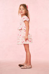 Girls Billie Bow & Kiss Print Ruffle Skirt | Loveshackfancy online