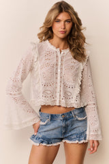 Azalure Denim Ruffle Mini Shorts | Loveshackfancy sale