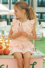 Little Girls Peach Pom Pom Decker Dress | Loveshackfancy on sale