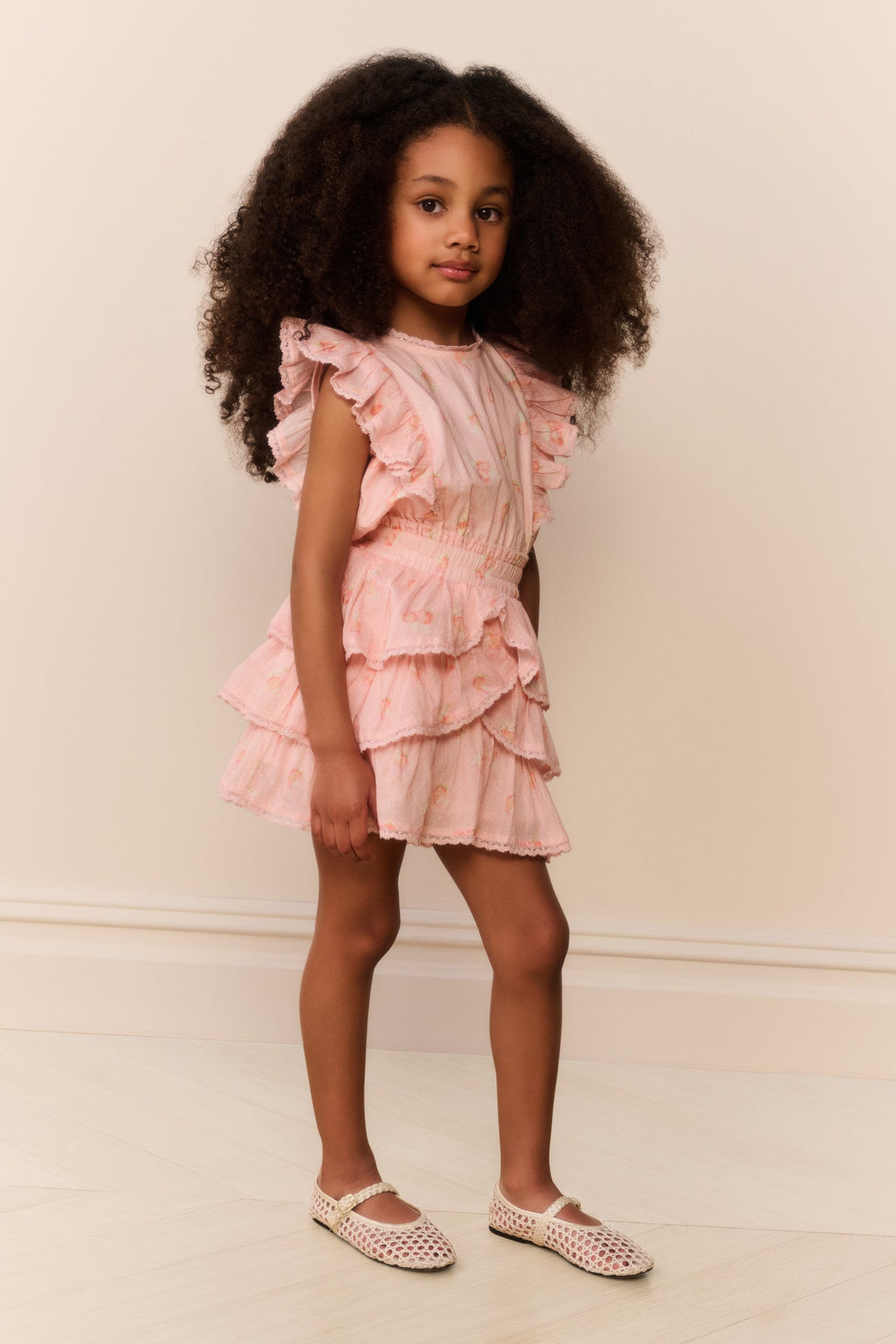 Little Girls Peach Pom Pom Decker Dress | Loveshackfancy on sale