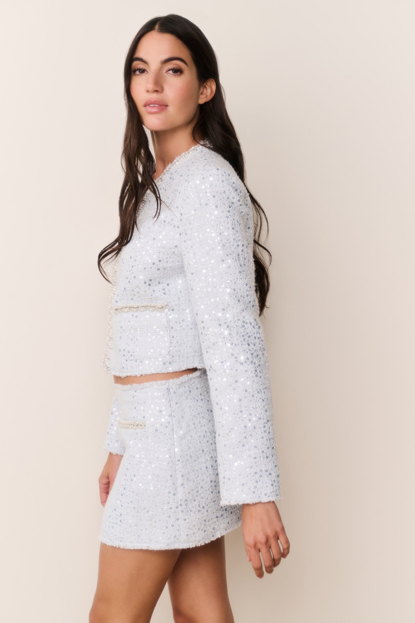 Sonda Sequin Tweed Mini Skirt | Loveshackfancy for sale