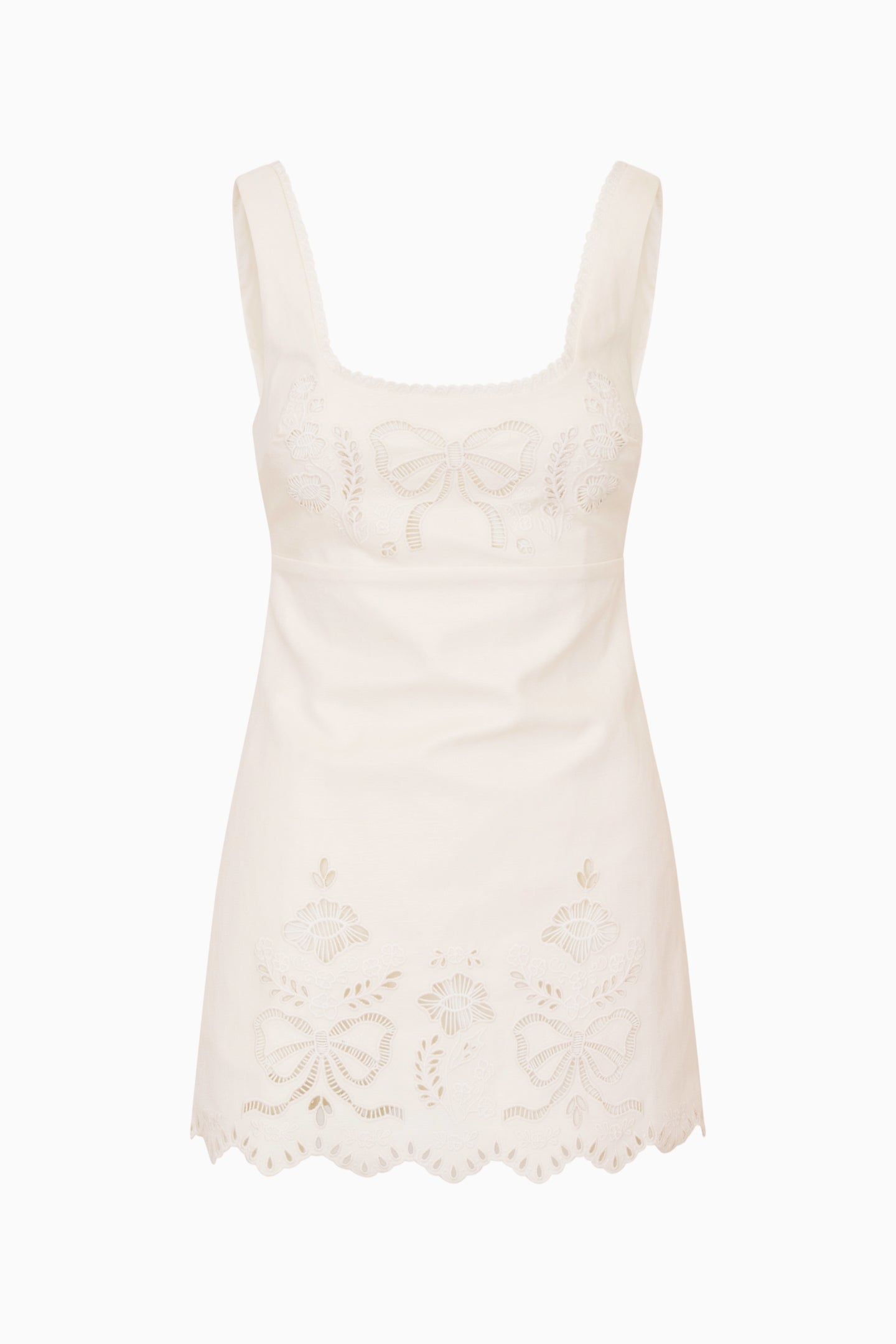 Fable Linen-Cotton Eyelet Mini Dress | Loveshackfancy online