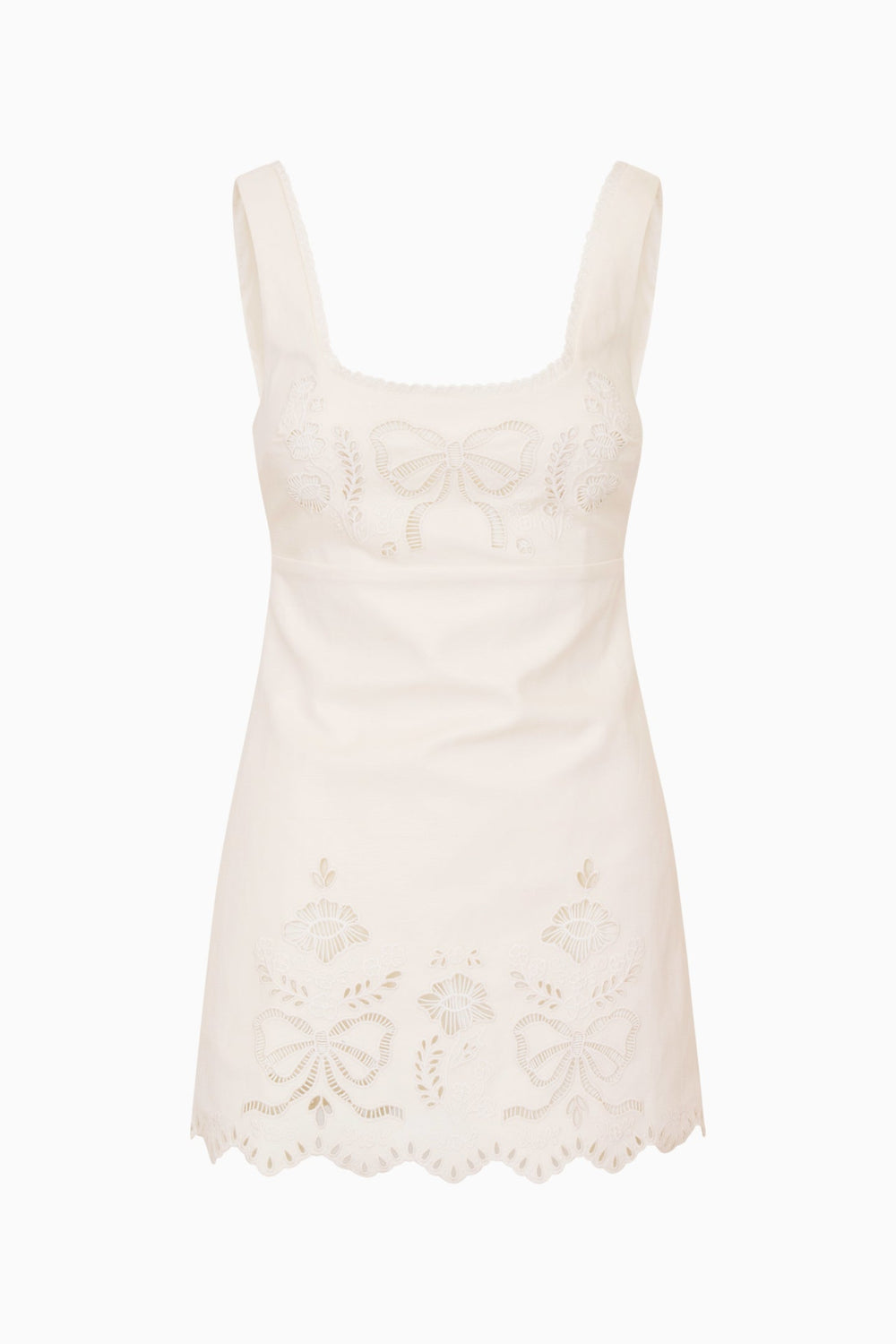 Fable Linen-Cotton Eyelet Mini Dress | Loveshackfancy online