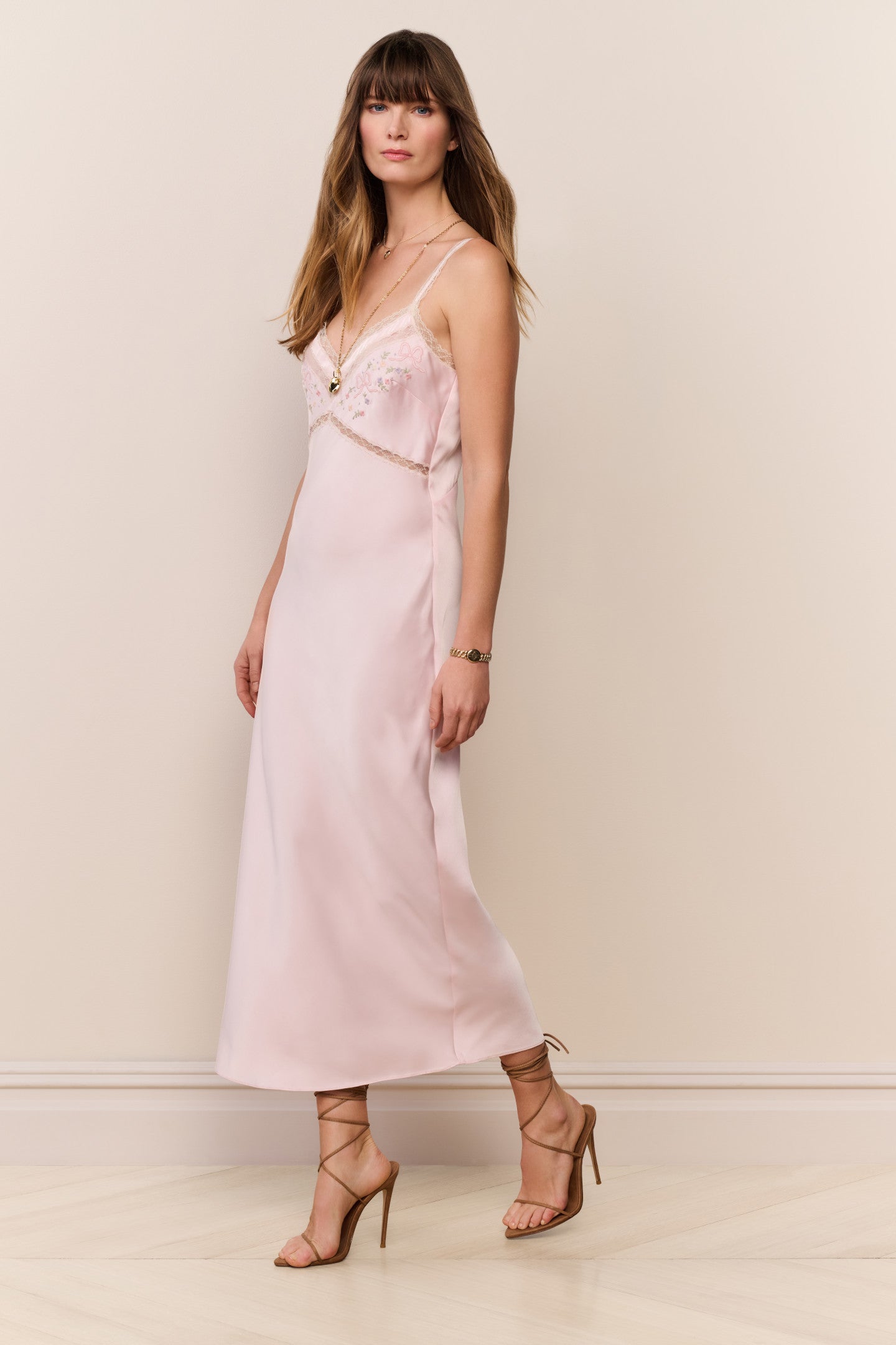 Annabeth Embroidered Satin Midi Dress | Loveshackfancy sale