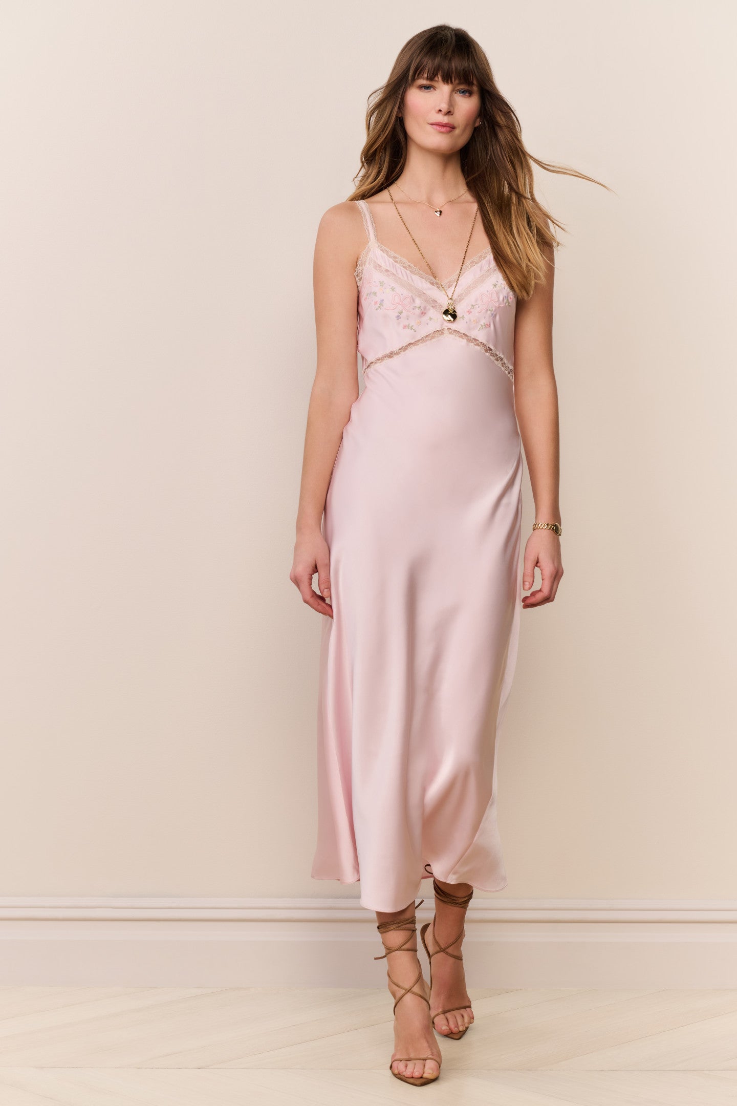 Annabeth Embroidered Satin Midi Dress | Loveshackfancy sale
