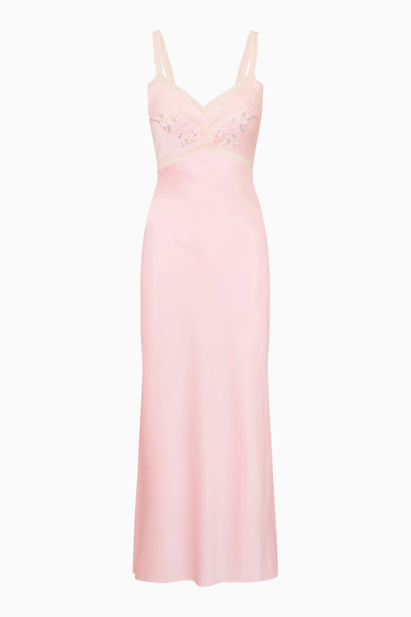 Annabeth Embroidered Satin Midi Dress | Loveshackfancy sale