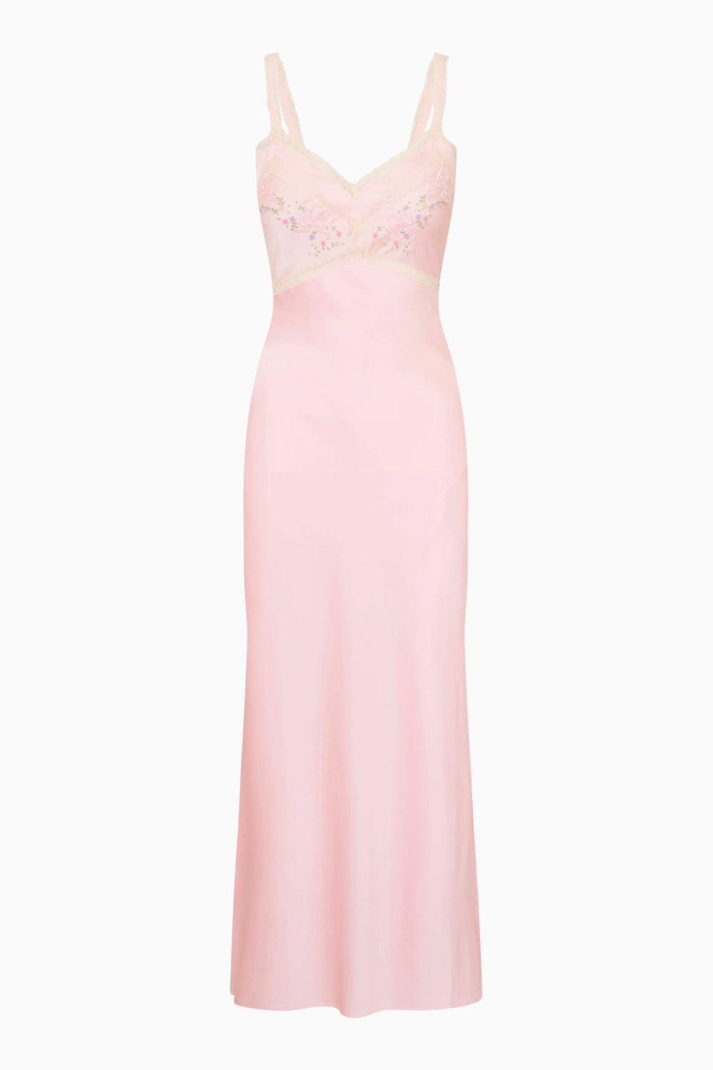 Annabeth Embroidered Satin Midi Dress | Loveshackfancy sale