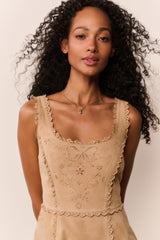 Chrysanthe Suede Eyelet Mini Dress | Loveshackfancy for sale