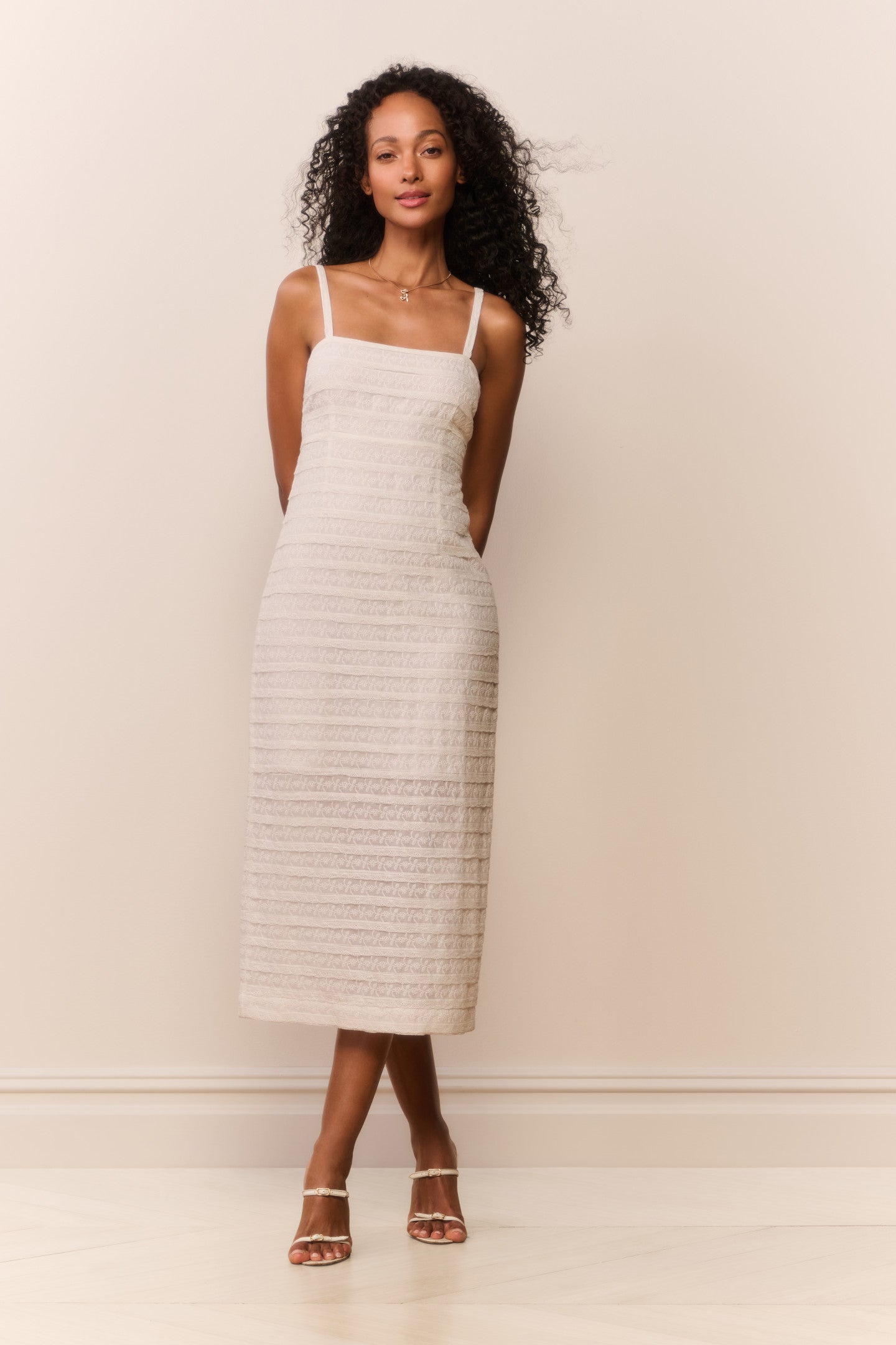 Verna Lace Stripe Midi Dress | Loveshackfancy on sale