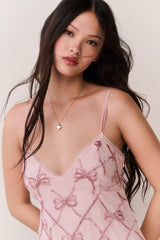 Shella Beaded Bow Mini Dress | Loveshackfancy US