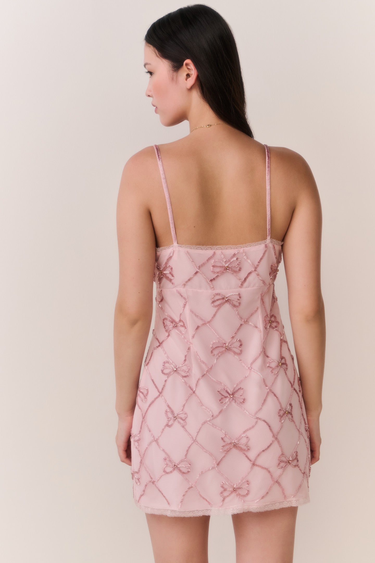 Shella Beaded Bow Mini Dress | Loveshackfancy US