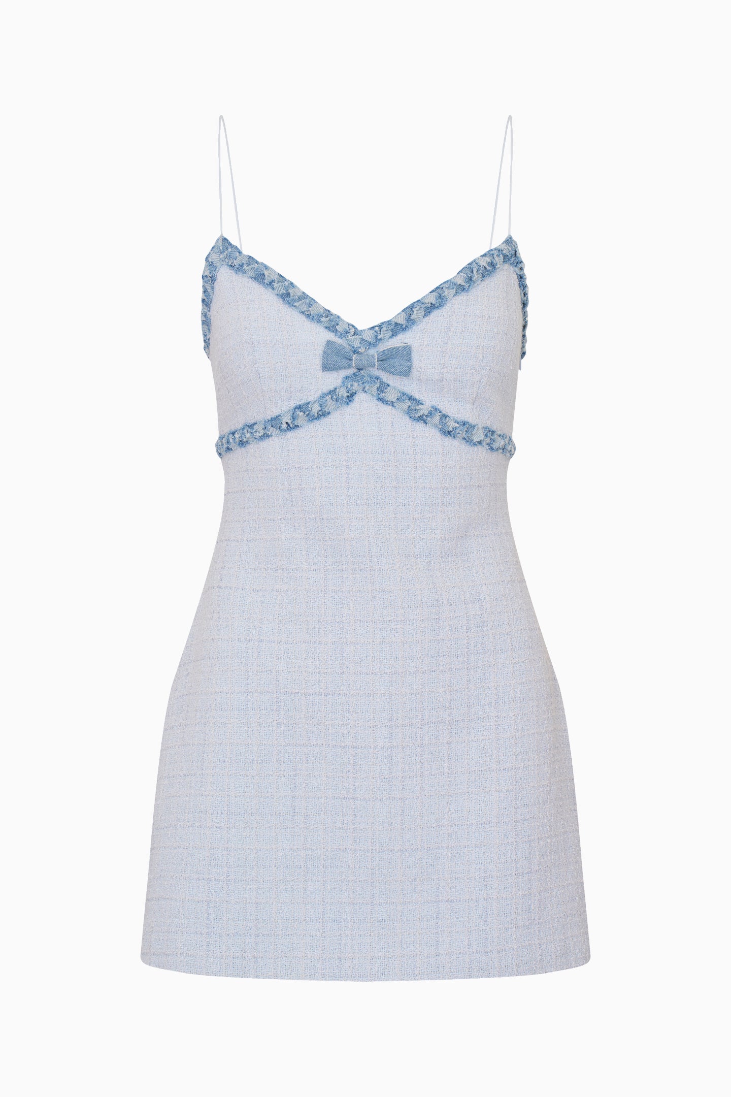 Novara Denim-Trimmed Tweed Mini Dress | Loveshackfancy outlet