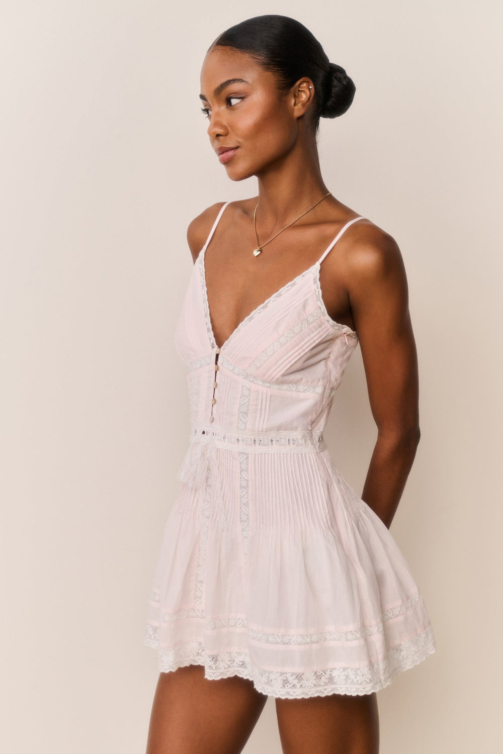 Zirelle Pink Cotton Lace-Trimmed Mini Dress | Loveshackfancy discount