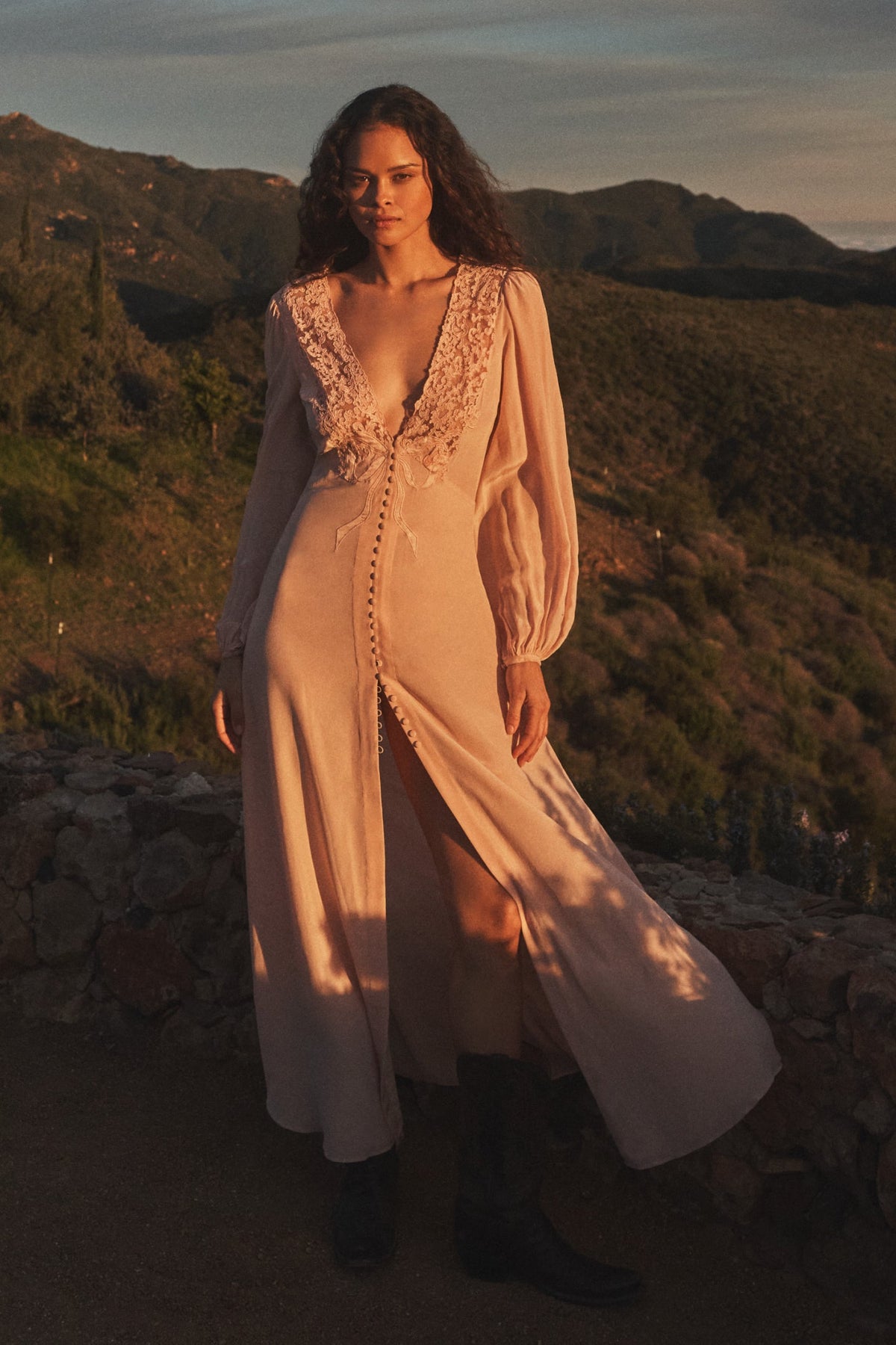 Lina Silk Lace-Trimmed Maxi Dress | Loveshackfancy sale