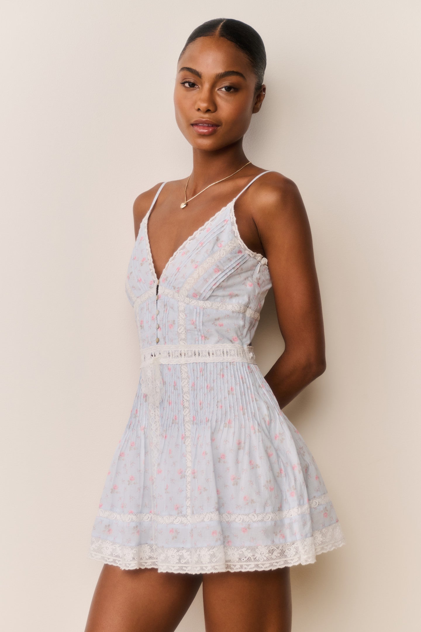 Zirelle Floral Cotton Lace-Trimmed Mini Dress | Loveshackfancy for sale