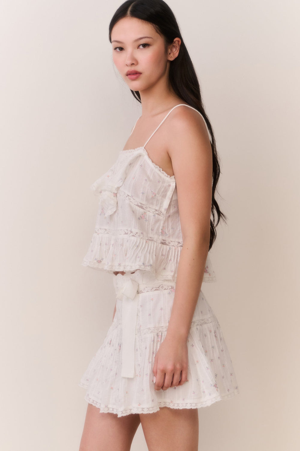 Willia Floral Embroidered Cotton Mini Skirt | Loveshackfancy for sale