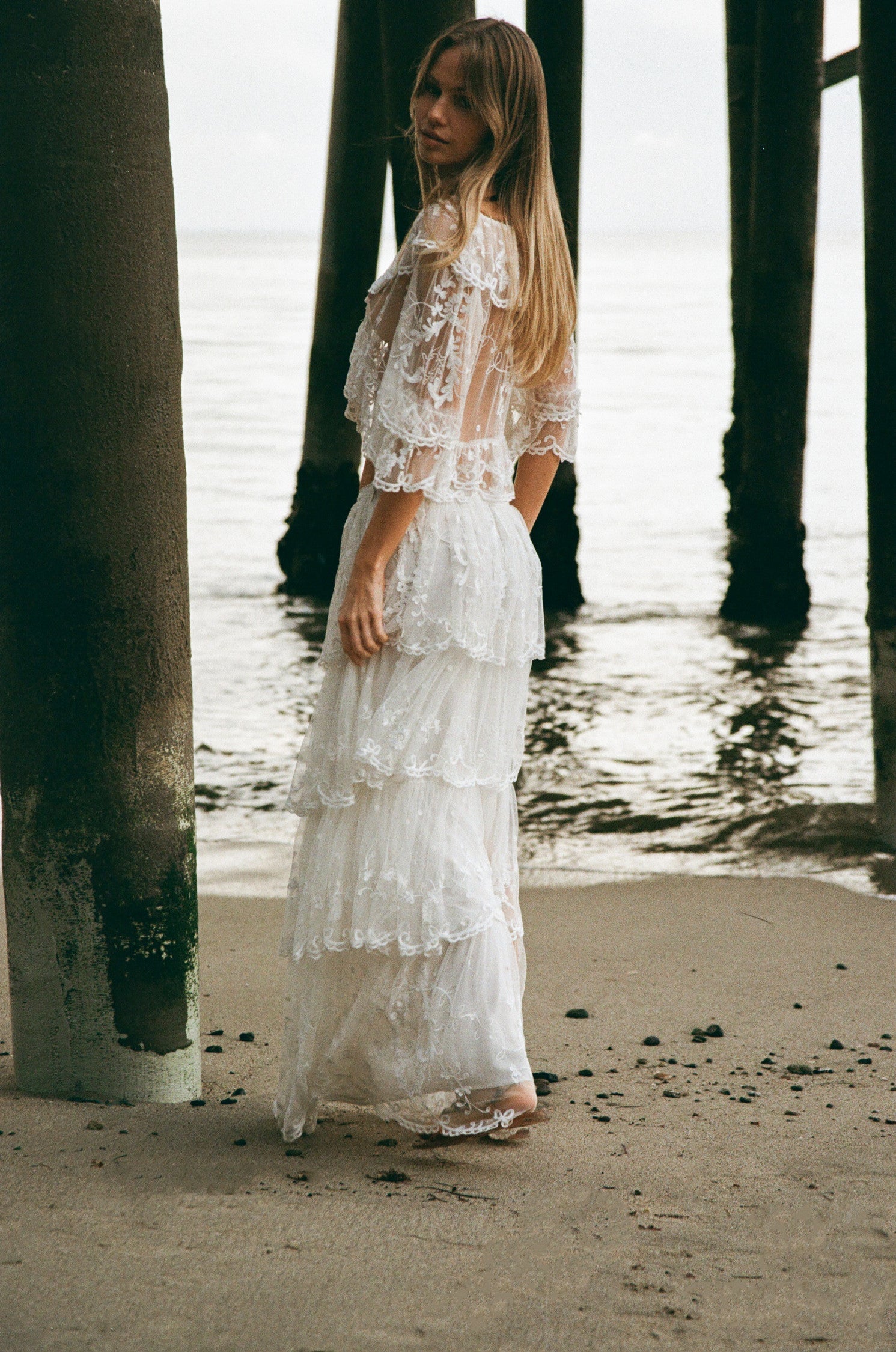 Celesa Embroidered Mesh Tiered Maxi Skirt | Loveshackfancy discount
